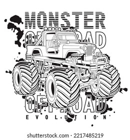 monster off road jeep evolution extreme vector illustration