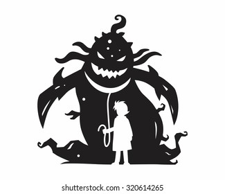 monster ogre pet silhouette cartoon character