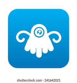 Monster on blue button background,clean vector