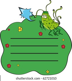 monster on grass. Blank for note
