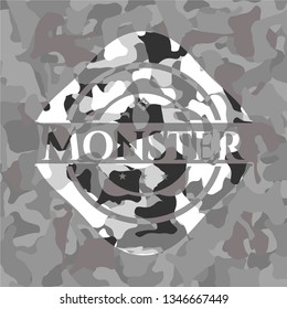 Monster on grey camouflage pattern