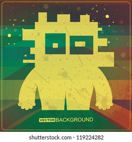 Monster on grunge background