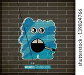Monster on old brick wall