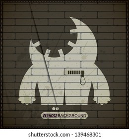Monster on old brick wall