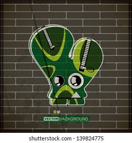 Monster on old brick wall