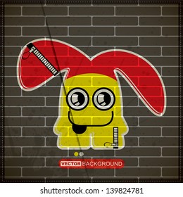 Monster on old brick wall