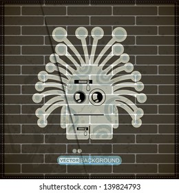 Monster on old brick wall