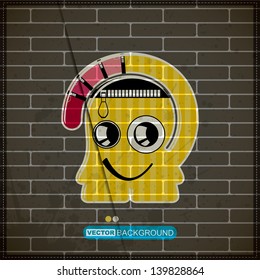 Monster on old brick wall