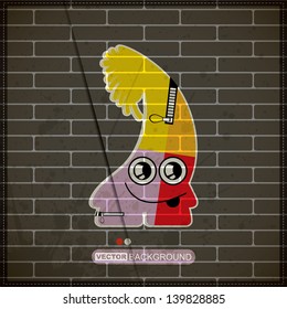 Monster on old brick wall