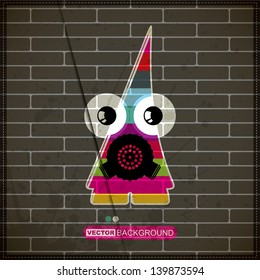 Monster on old brick wall