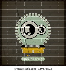 Monster on old brick wall