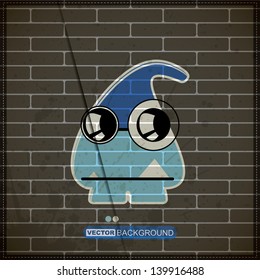 Monster on old brick wall