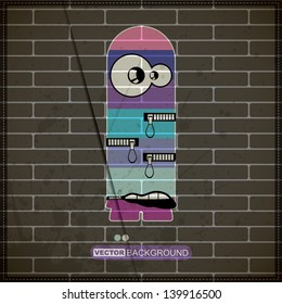 Monster on old brick wall