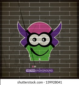Monster on old brick wall