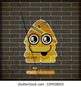 Monster on old brick wall