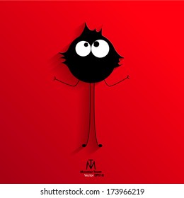 Monster on red background