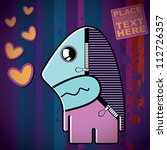 Monster on retro background