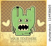 Monster on retro background