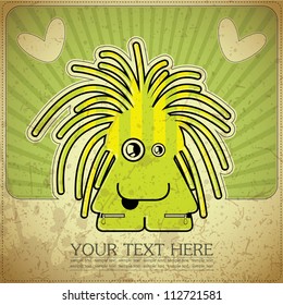 Monster on retro background