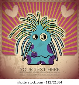 Monster on retro background