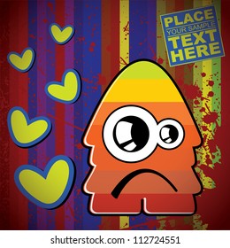 Monster on retro background