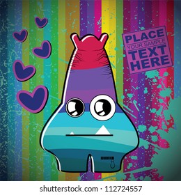 Monster on retro background