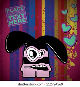 Monster on retro background