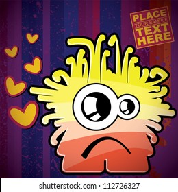 Monster on retro background