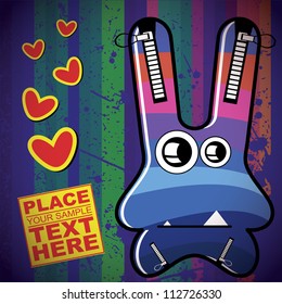 Monster on retro background