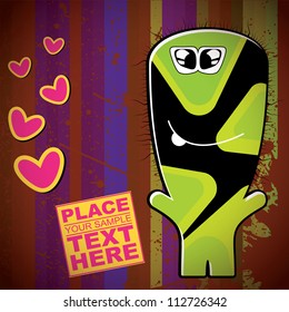 Monster on retro background