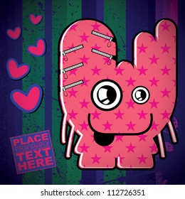 Monster on retro background