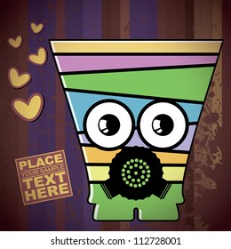 Monster on retro background