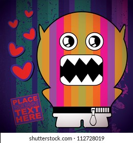 Monster on retro background