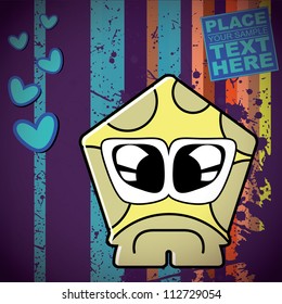 Monster on retro background