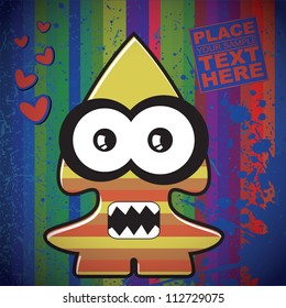 Monster on retro background