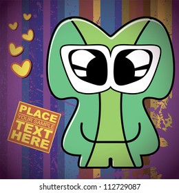 Monster on retro background