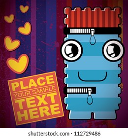 Monster on retro background