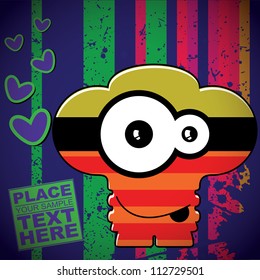 Monster on retro background