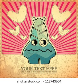 Monster on retro background