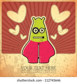 Monster on retro background