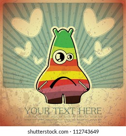 Monster on retro background