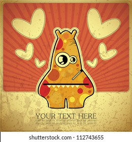 Monster on retro background