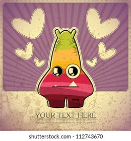 Monster on retro background
