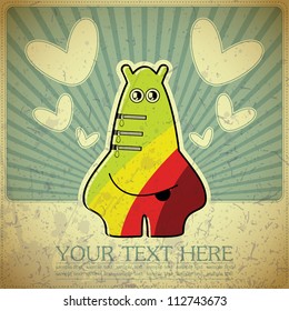 Monster on retro background