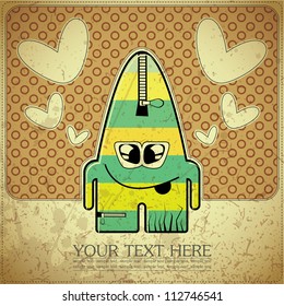 Monster on retro background