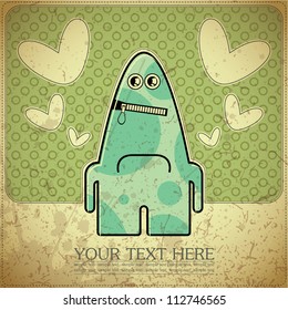 Monster on retro background