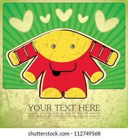 Monster on retro background