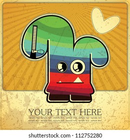 Monster on retro background