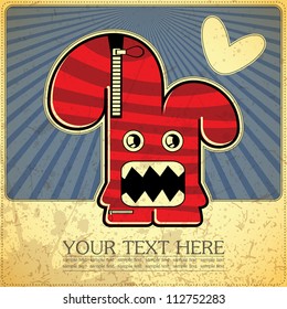 Monster on retro background