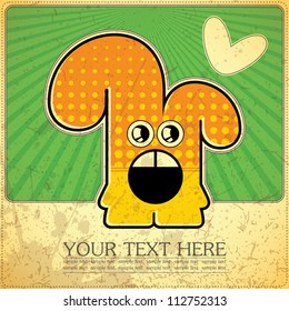 Monster on retro background